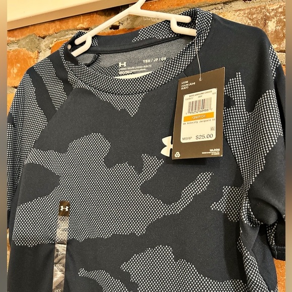 Under Armour Boys UA Velocity Jacquard Blue Camo Shirt Size Small - Picture 4 of 7